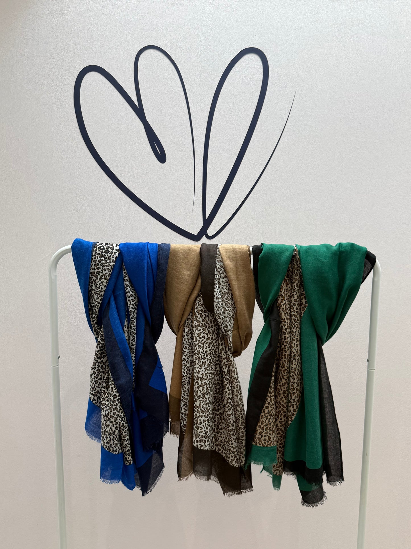 Leopard Colour Block Scarf | Blue