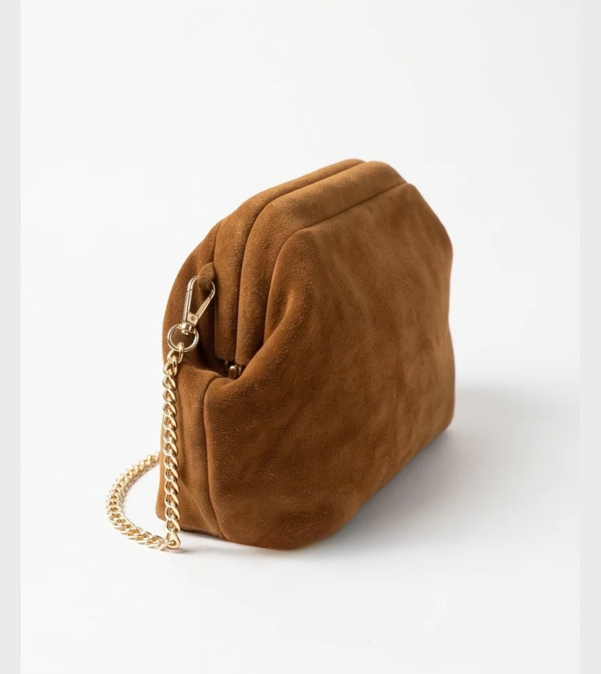 The Suede Shell Chain Bag | Pink