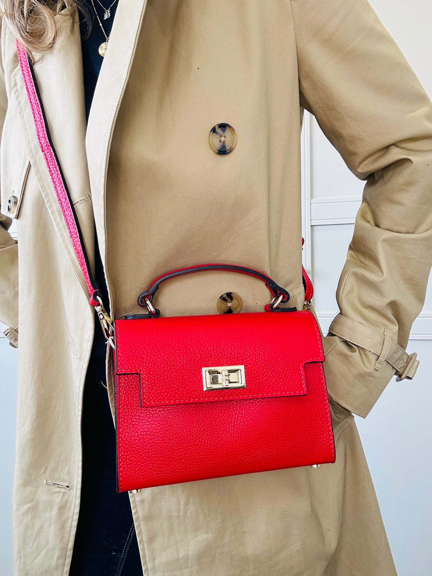 Firenze Leather Box Bag | Red