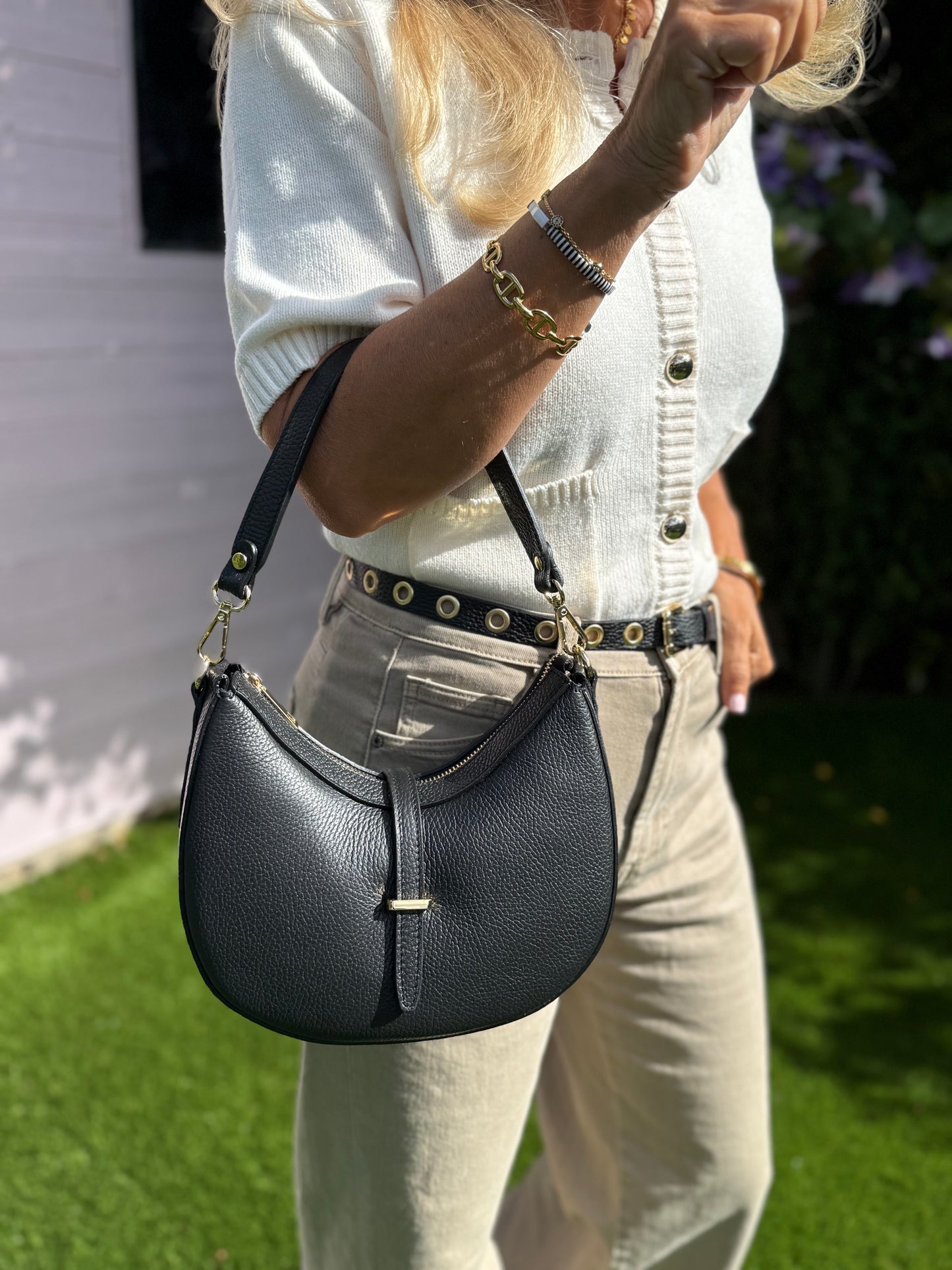 Crescent Shoulder/Crossbody Bag | Black