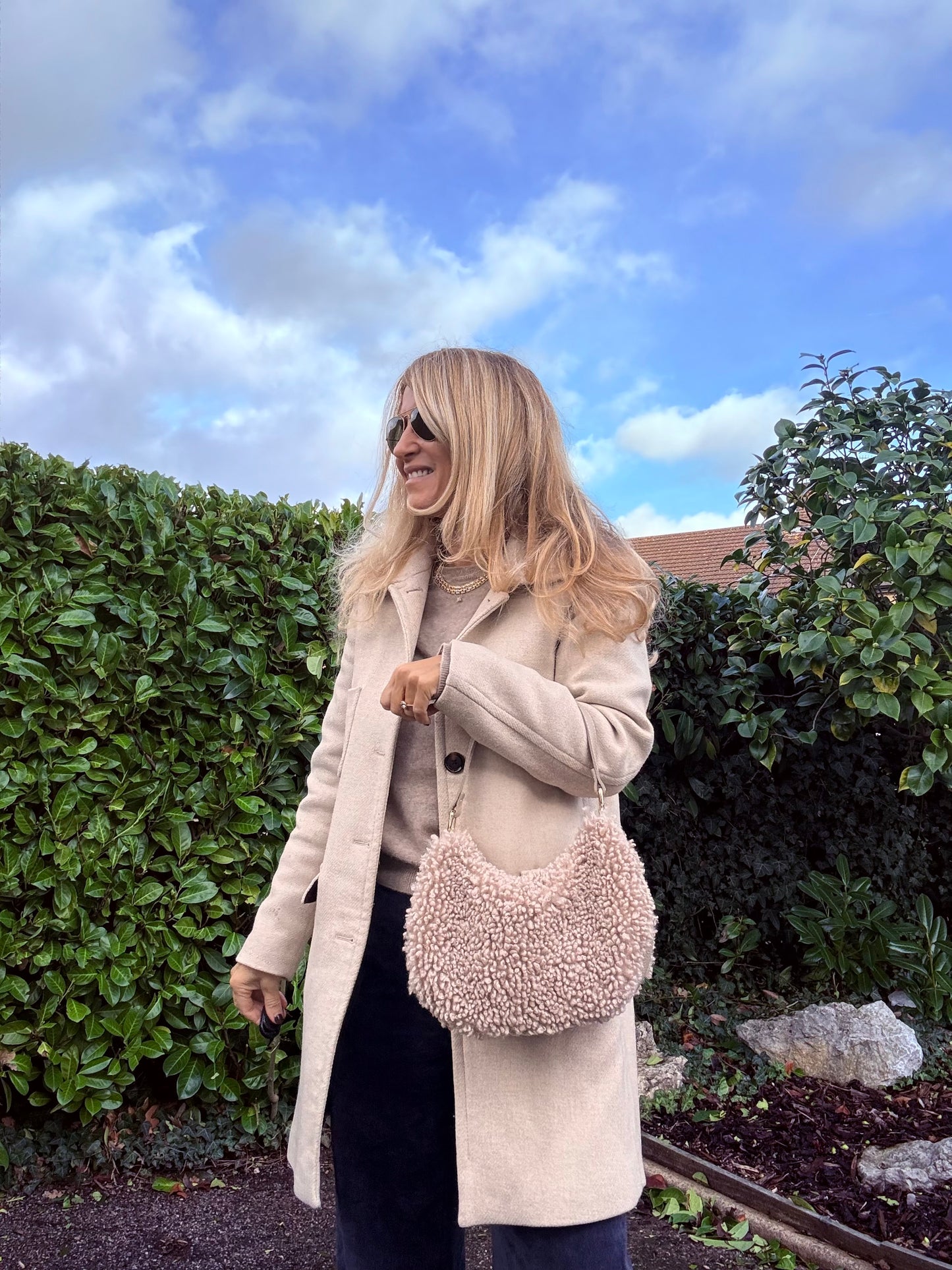 Teddy Shearling & Leather Bag | Taupe
