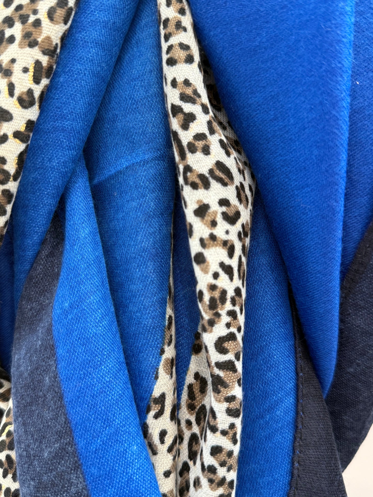 Leopard Colour Block Scarf | Blue