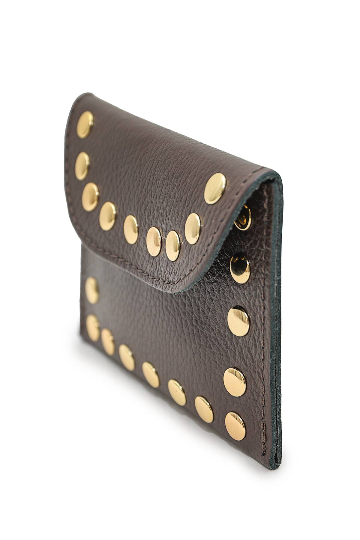 Studded Leather Purse | Chocolate