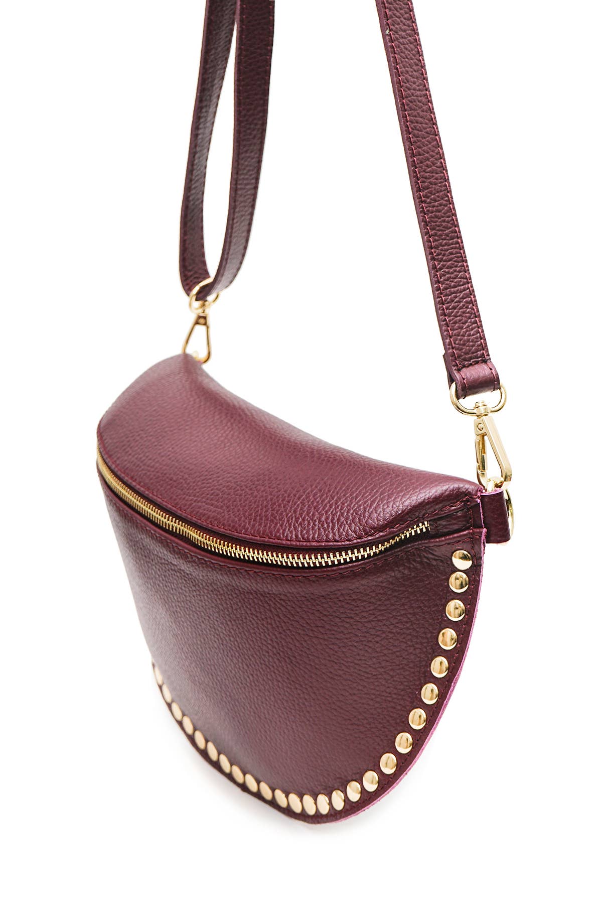 Harley Studded Leather Sling Bag | Burgundy