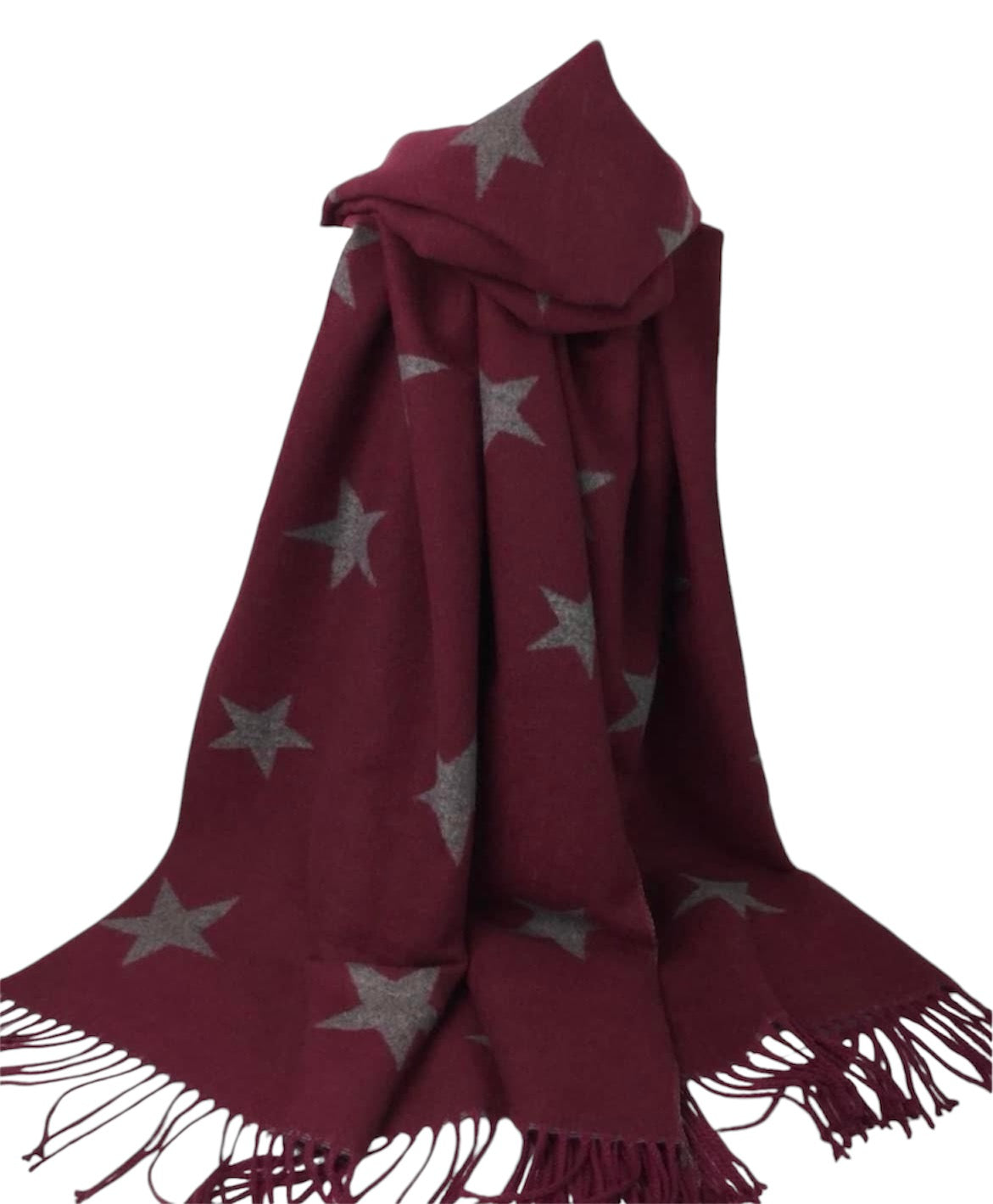 Star Cashmere Blend Reversible Scarf | Burgundy & Grey