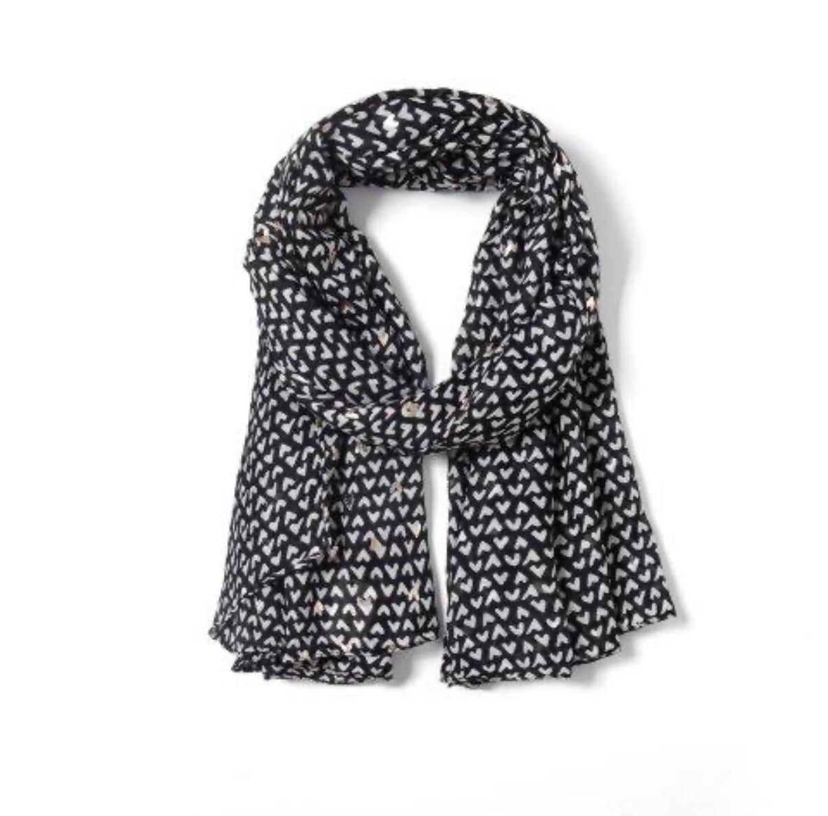 Sasha Heart Print Scarf | Black