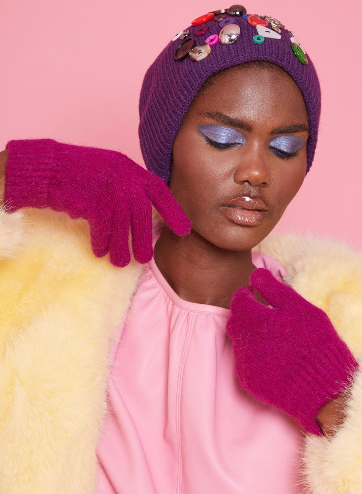 Cashmere Blend Knitted Gloves | Pink