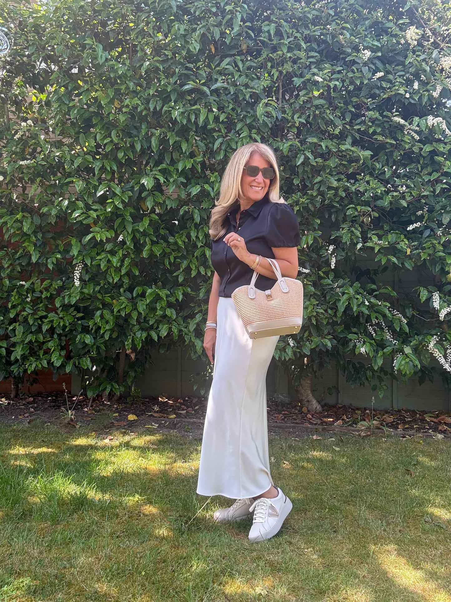 Ravello Raffia & Leather Tote | Cream