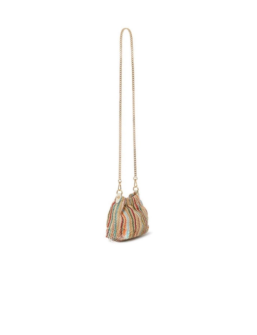 Handmade Raffia Bag with Colourful Stripes