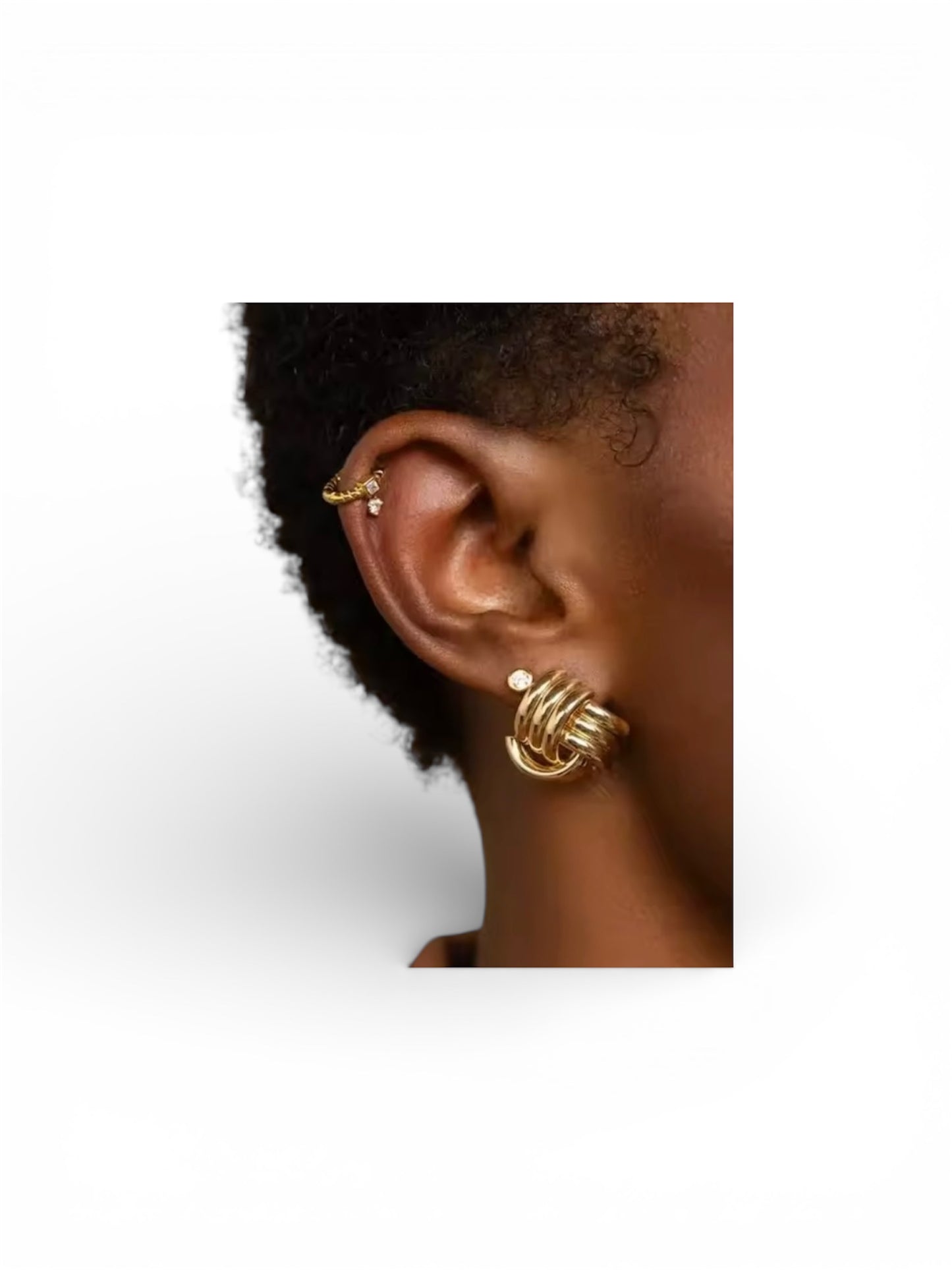 Ribbed Twisted Knot Stud Earrings | Gold