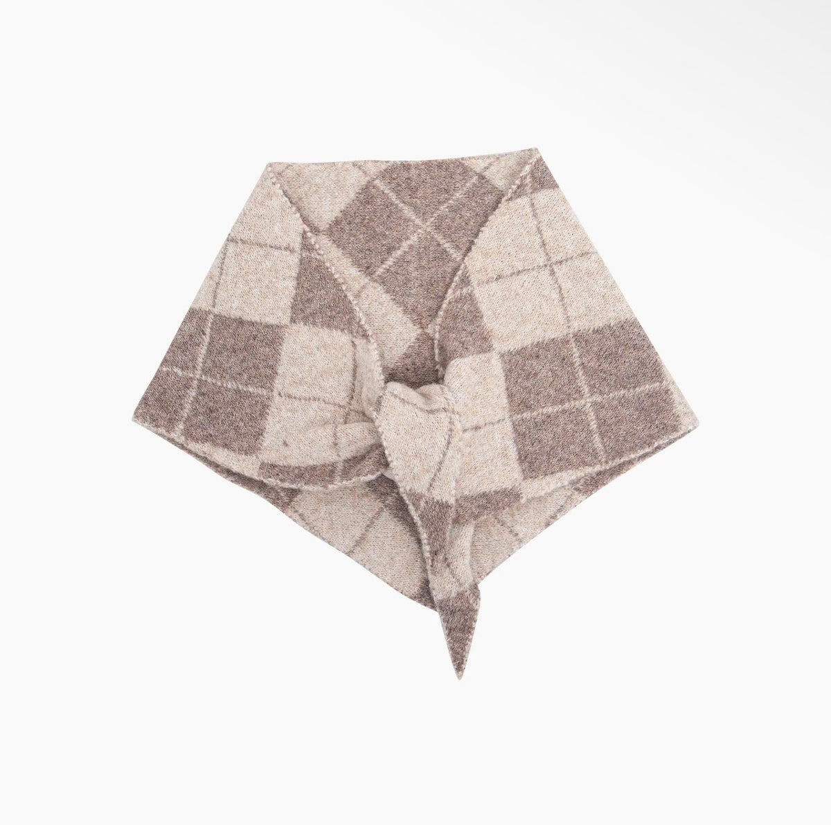 Argyl Cream + Beige Check Triangle Scarf