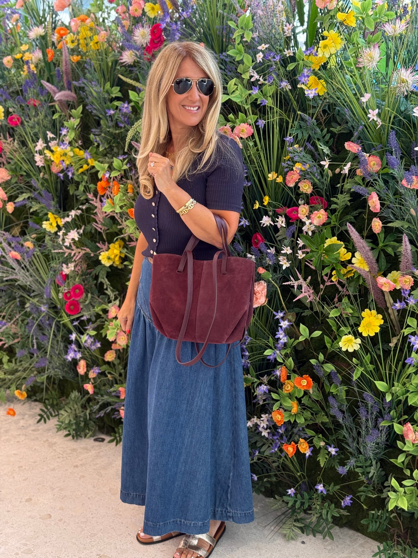 Genova Suede Tote Bag | Burgundy