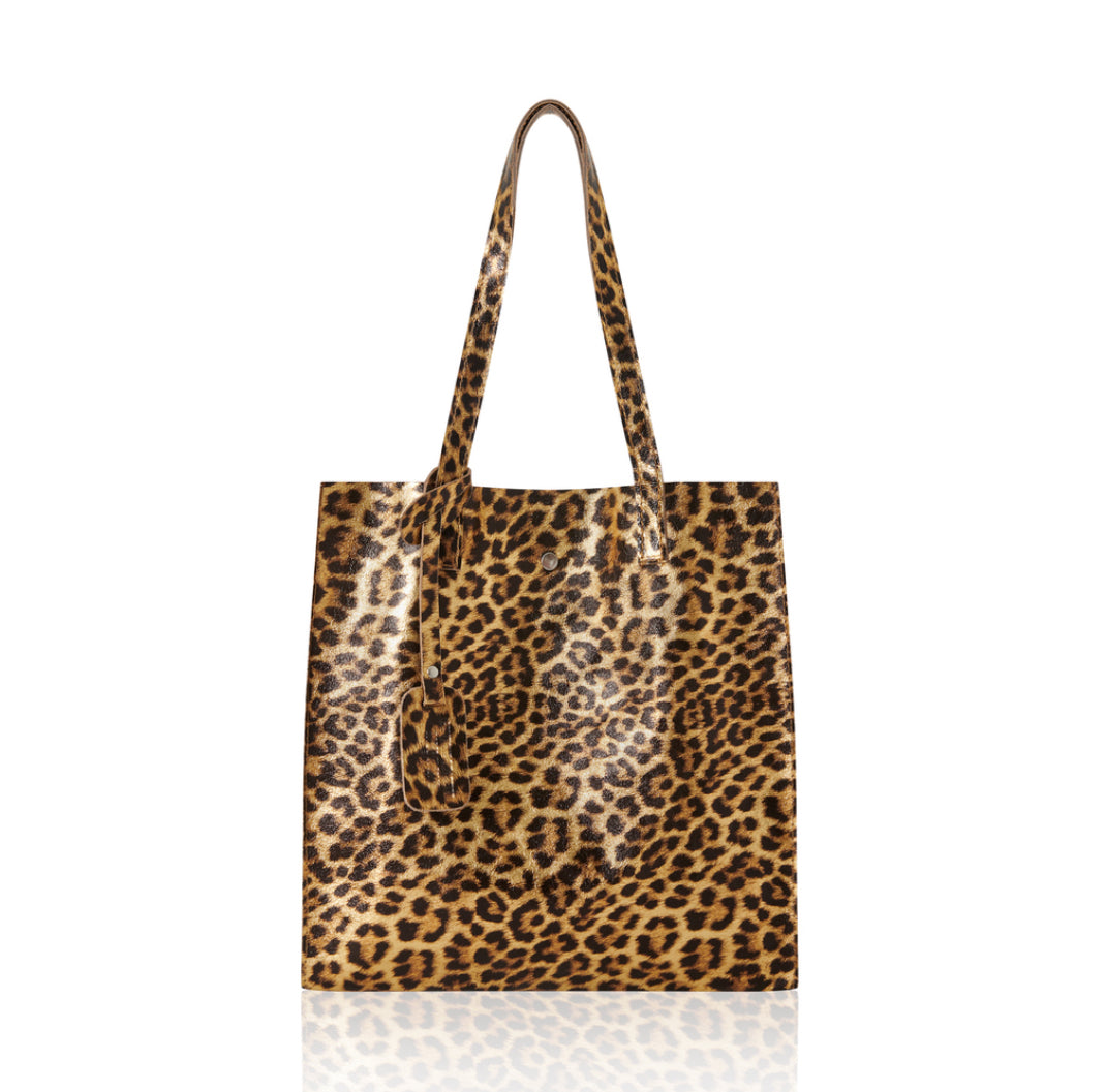 Leopard Print Leather Shopper