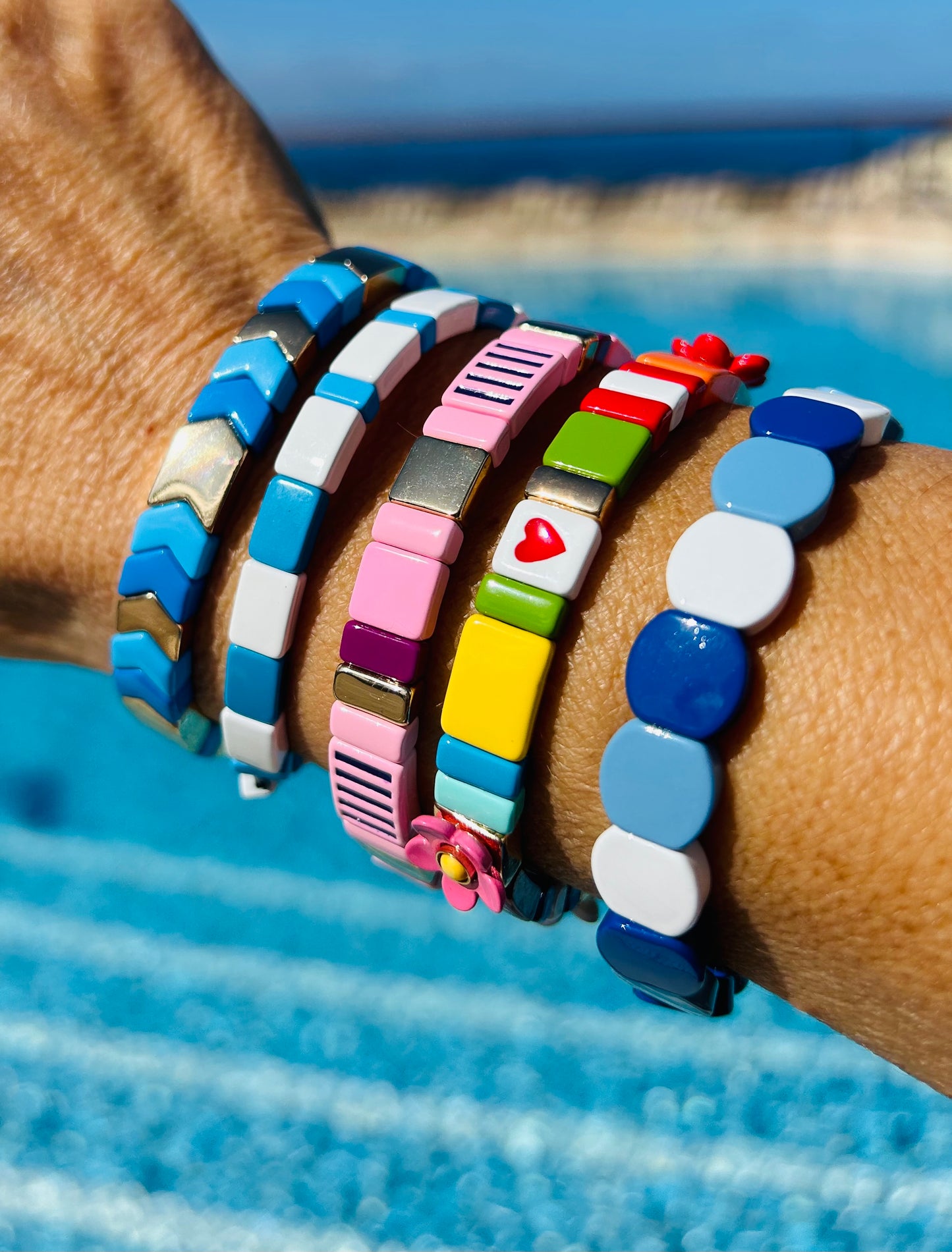 Tile Bracelet | Turquoise, White & Gold