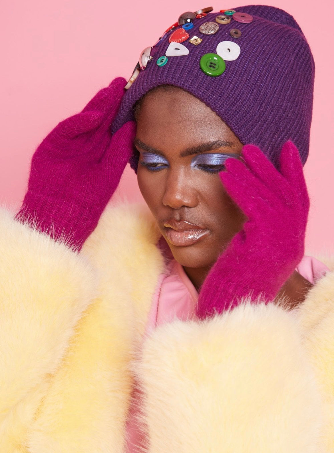 Cashmere Blend Knitted Gloves | Pink