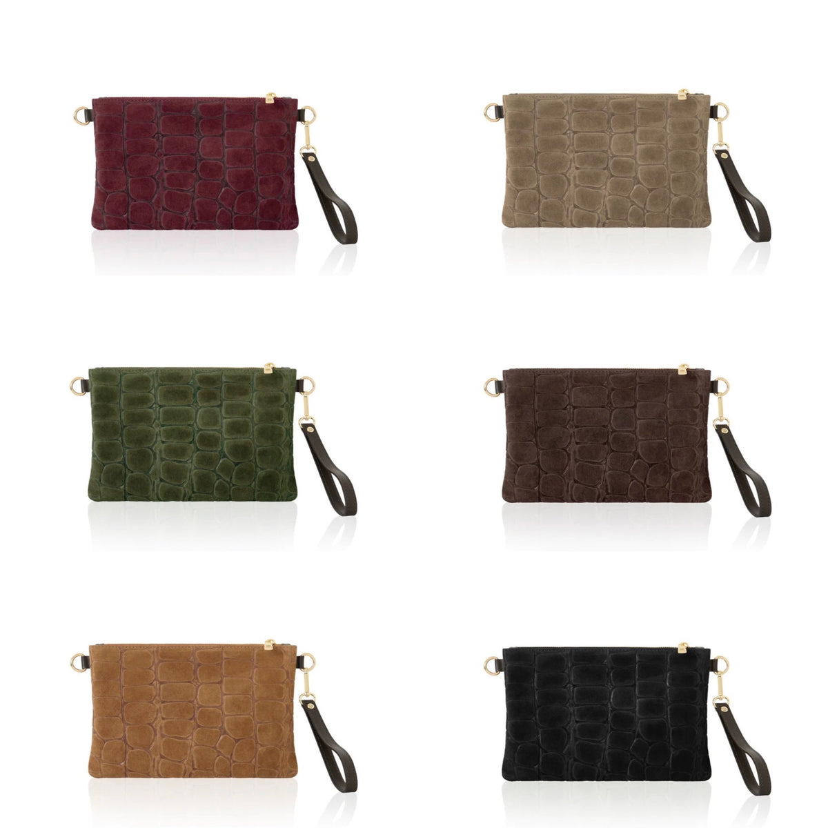 Italian Suede Multi-Way Clutch & Crossbody Bag | Burgundy