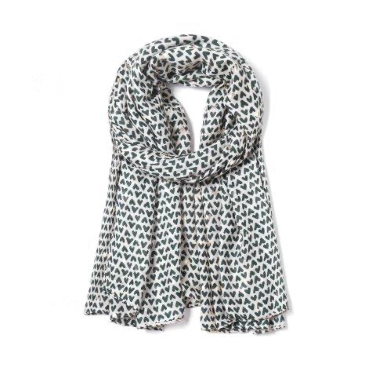 Sasha Heart Print Scarf | Olive