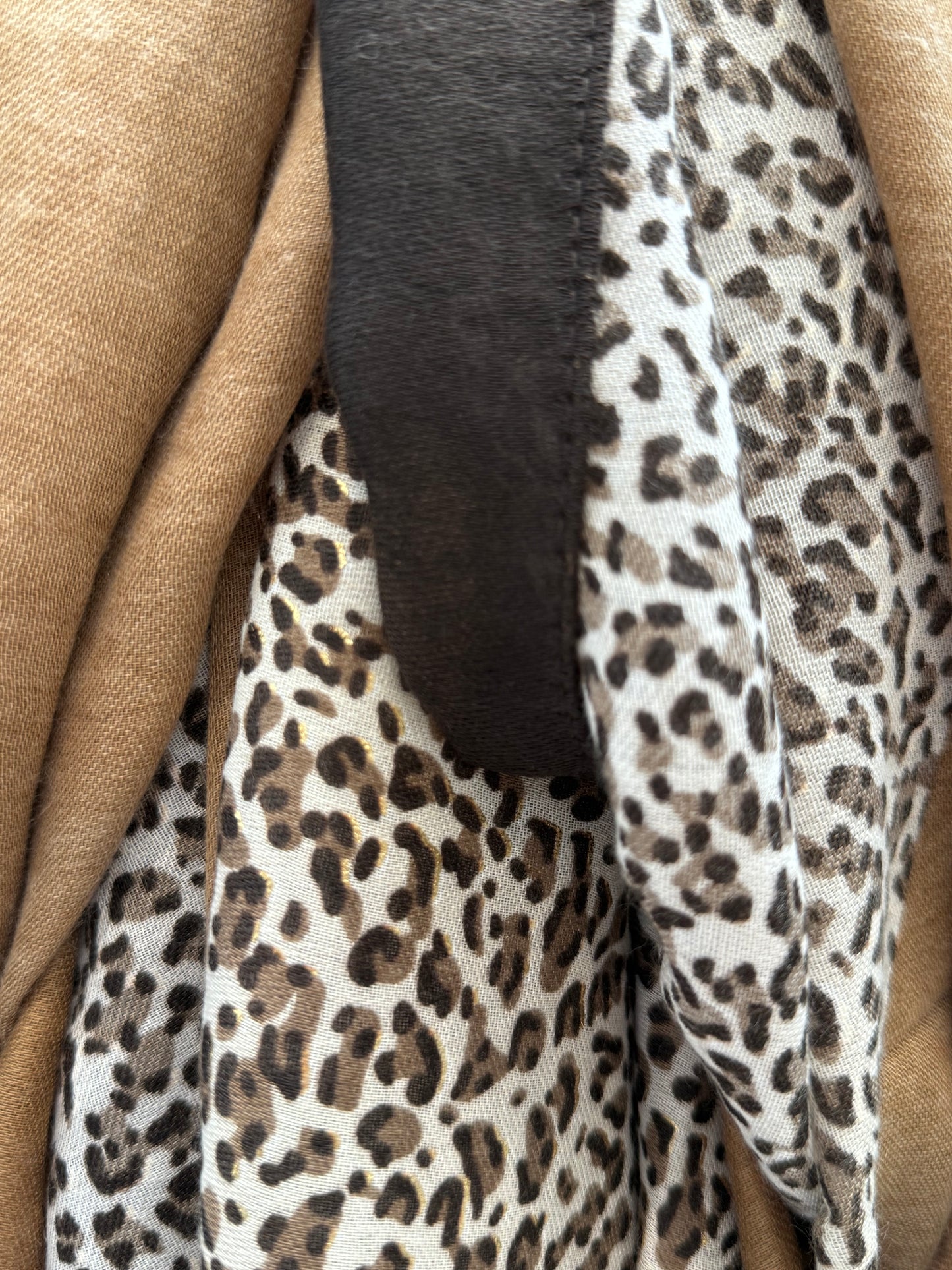Leopard Colour Block Scarf | Camel