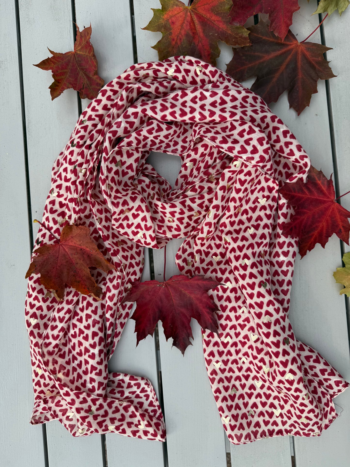 Sasha Heart Print Scarf | Berry