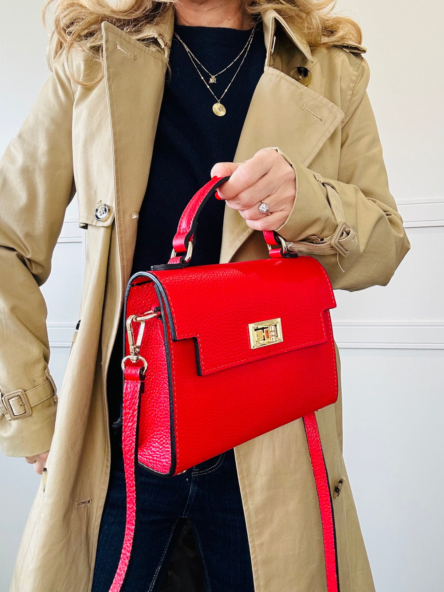 Firenze Leather Box Bag | Red