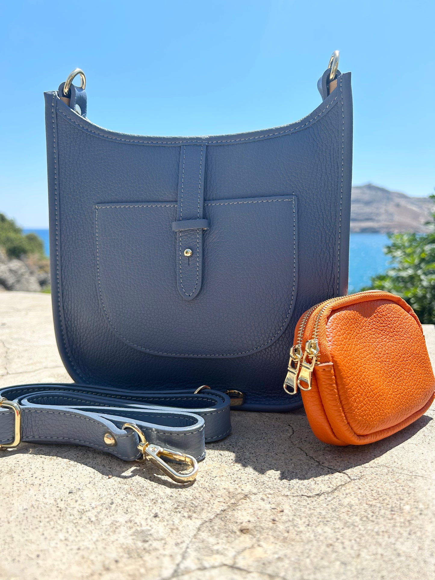 Portofino Leather Bag | Denim Blue