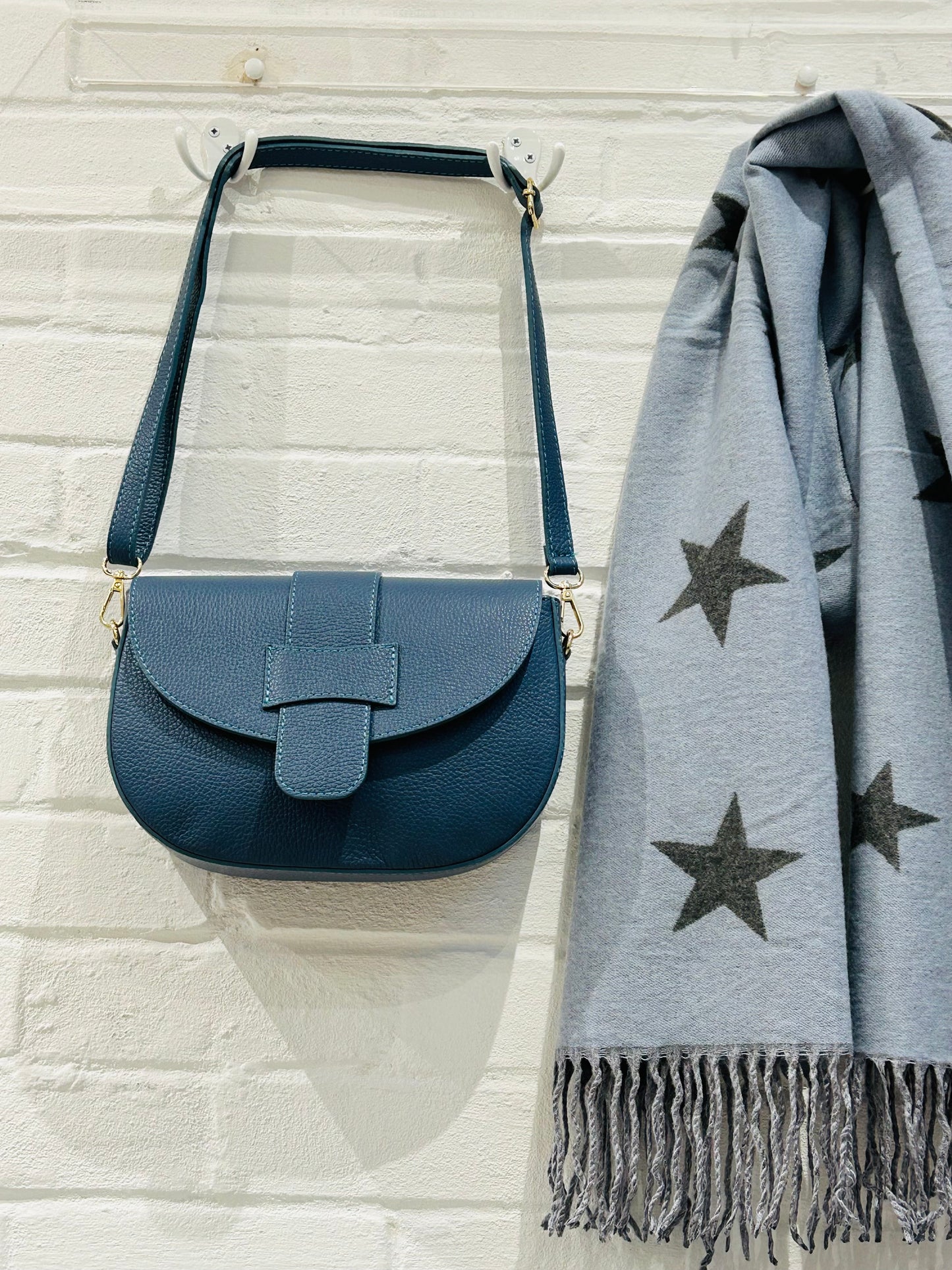 Star Cashmere Blend Reversible Scarf | Light Blue