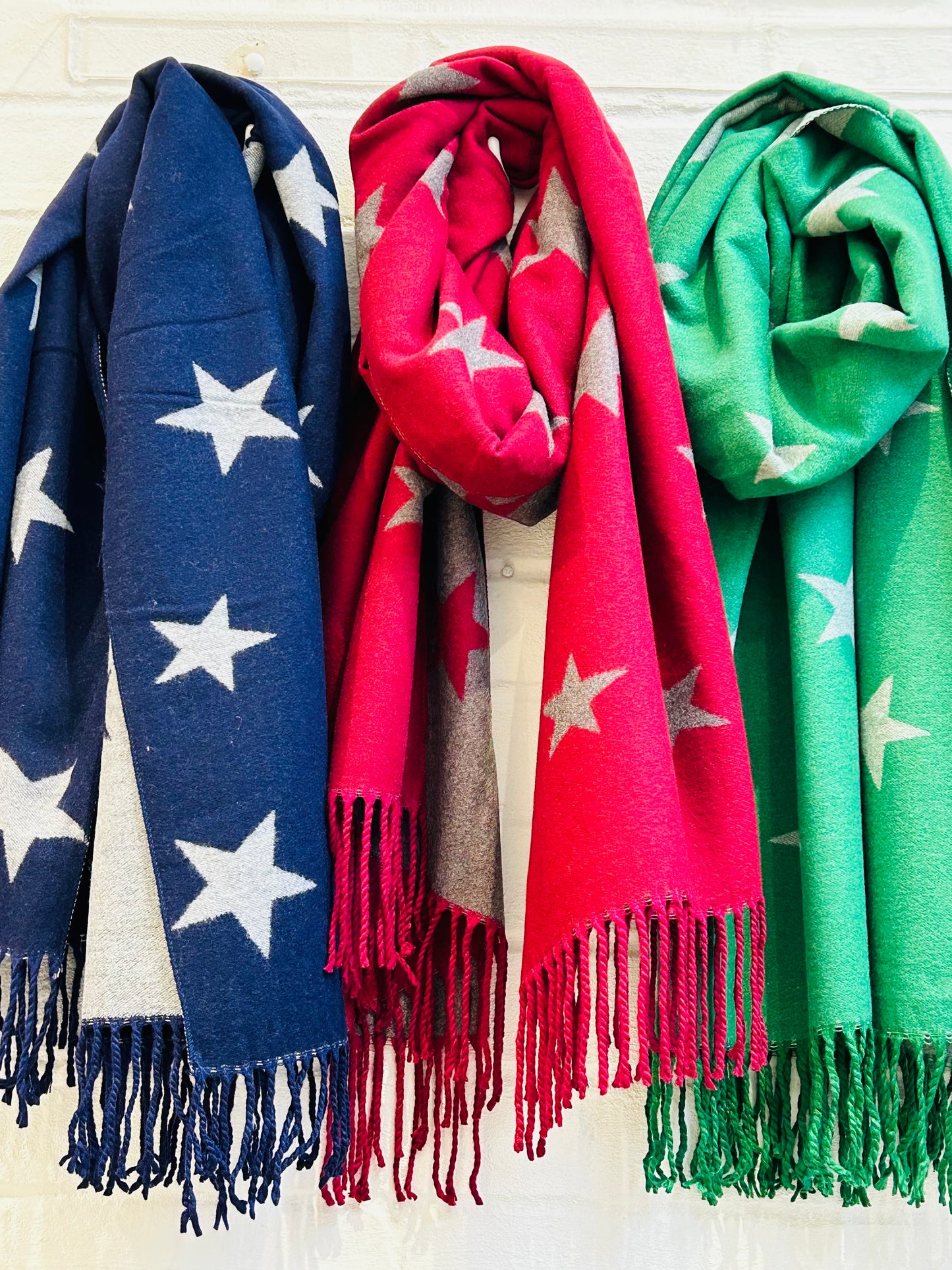 Star Cashmere Blend Reversible Scarf | Green