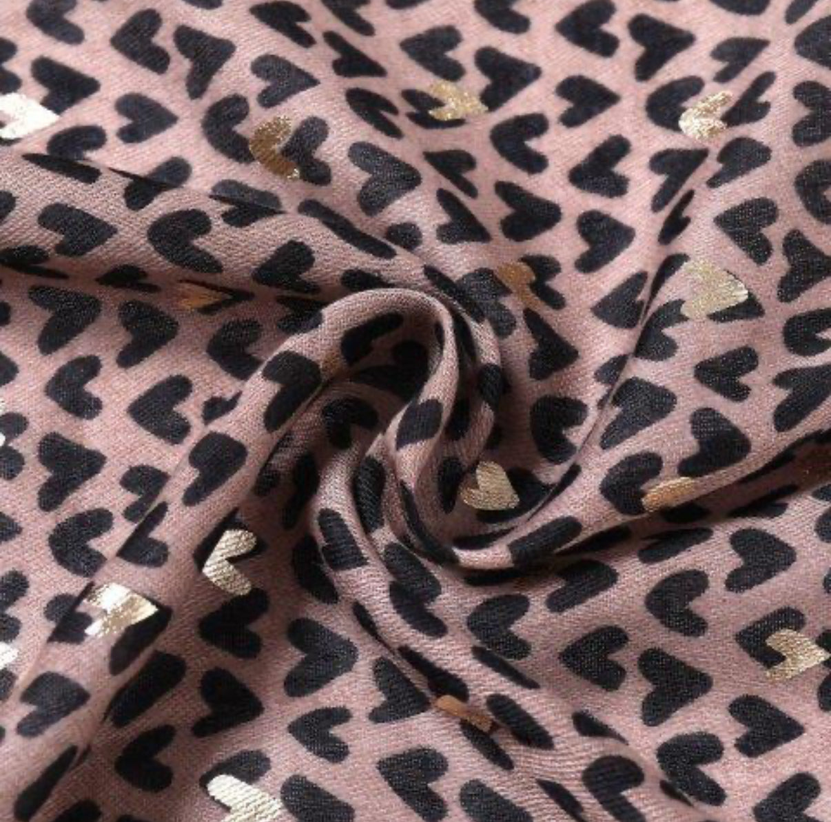 Sasha Heart Print Scarf | Dark Taupe