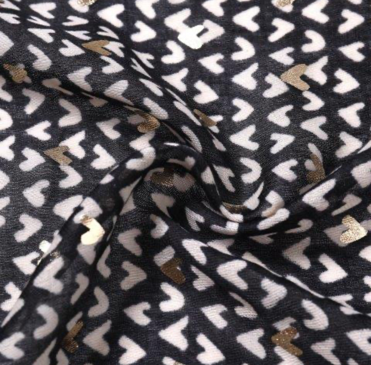Sasha Heart Print Scarf | Black
