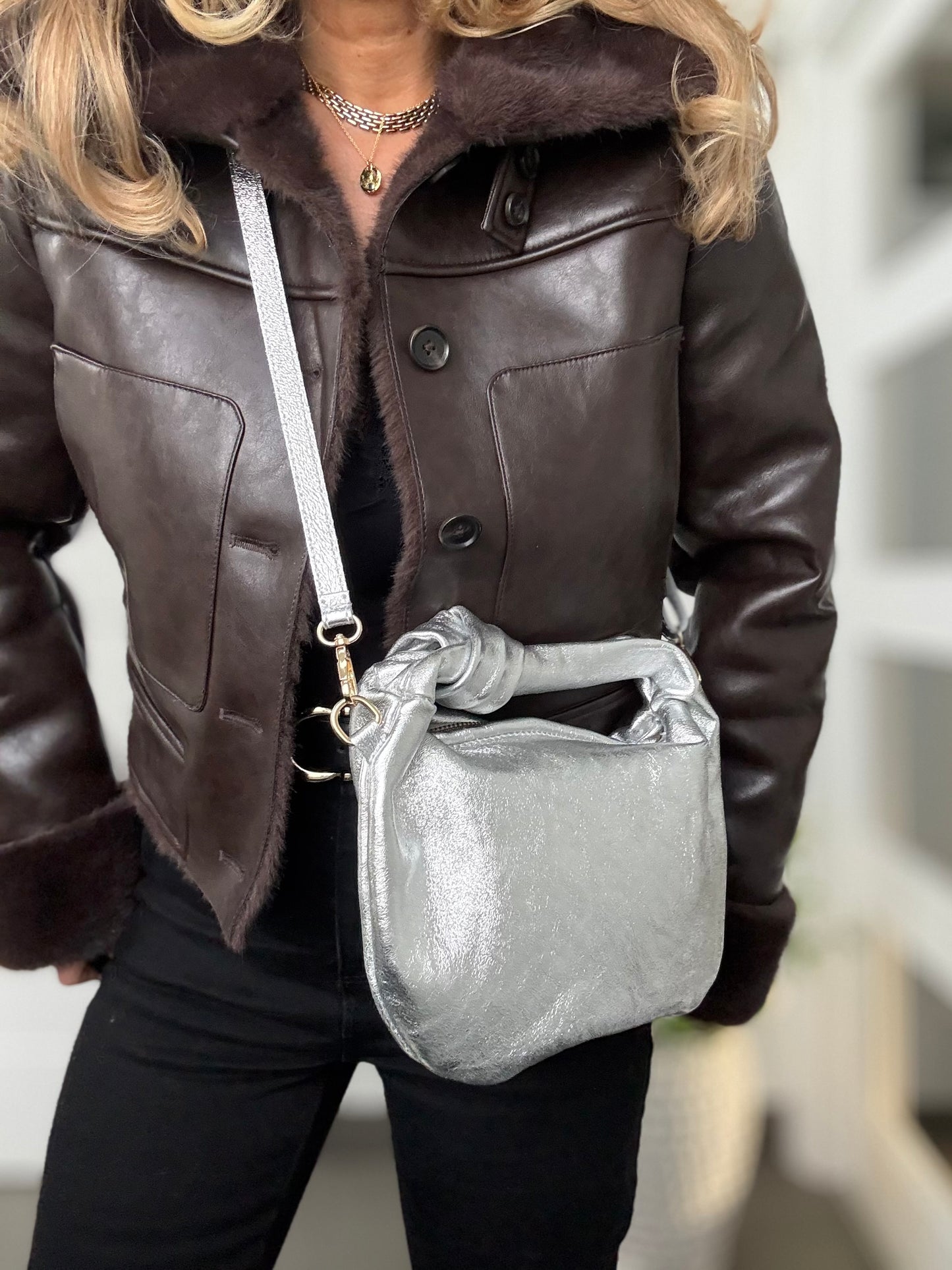 Tuscany Leather Hobo Bag | Silver