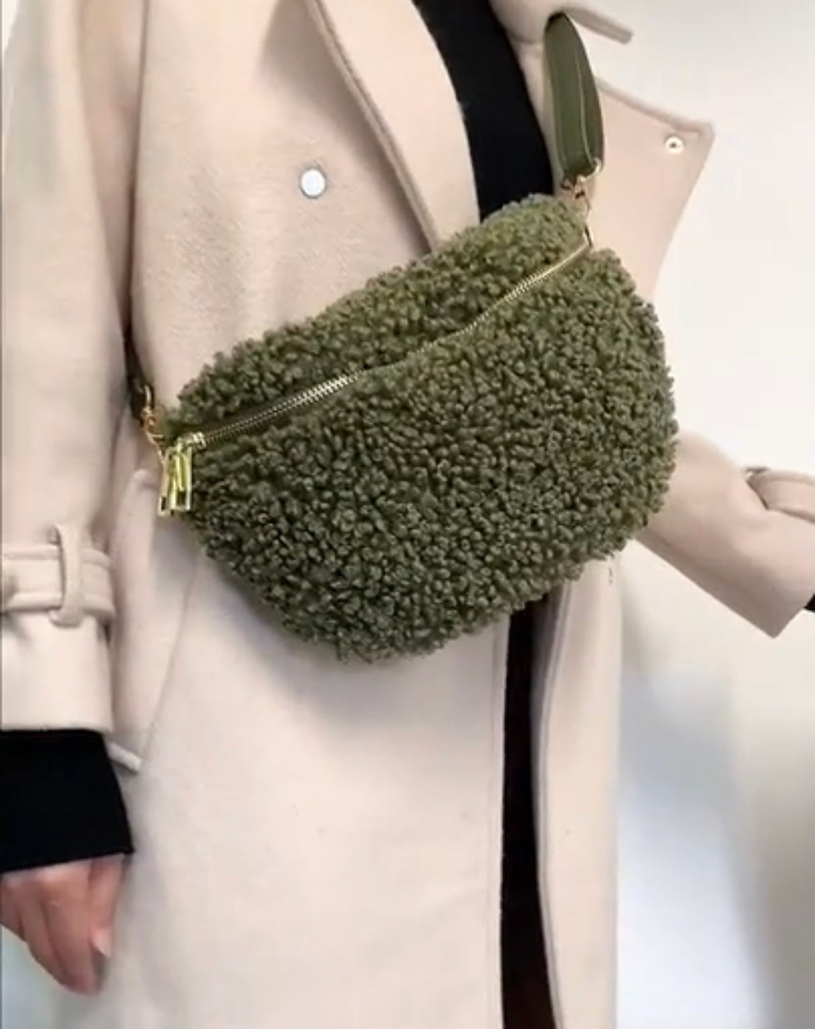 Harley Shearling Teddy Sling Bag / Belt Bag | Tan