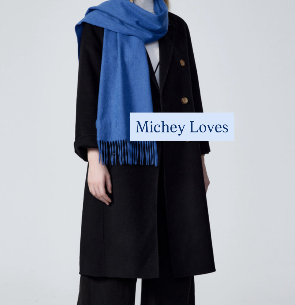 100% Cashmere Tassel Scarf | Blue