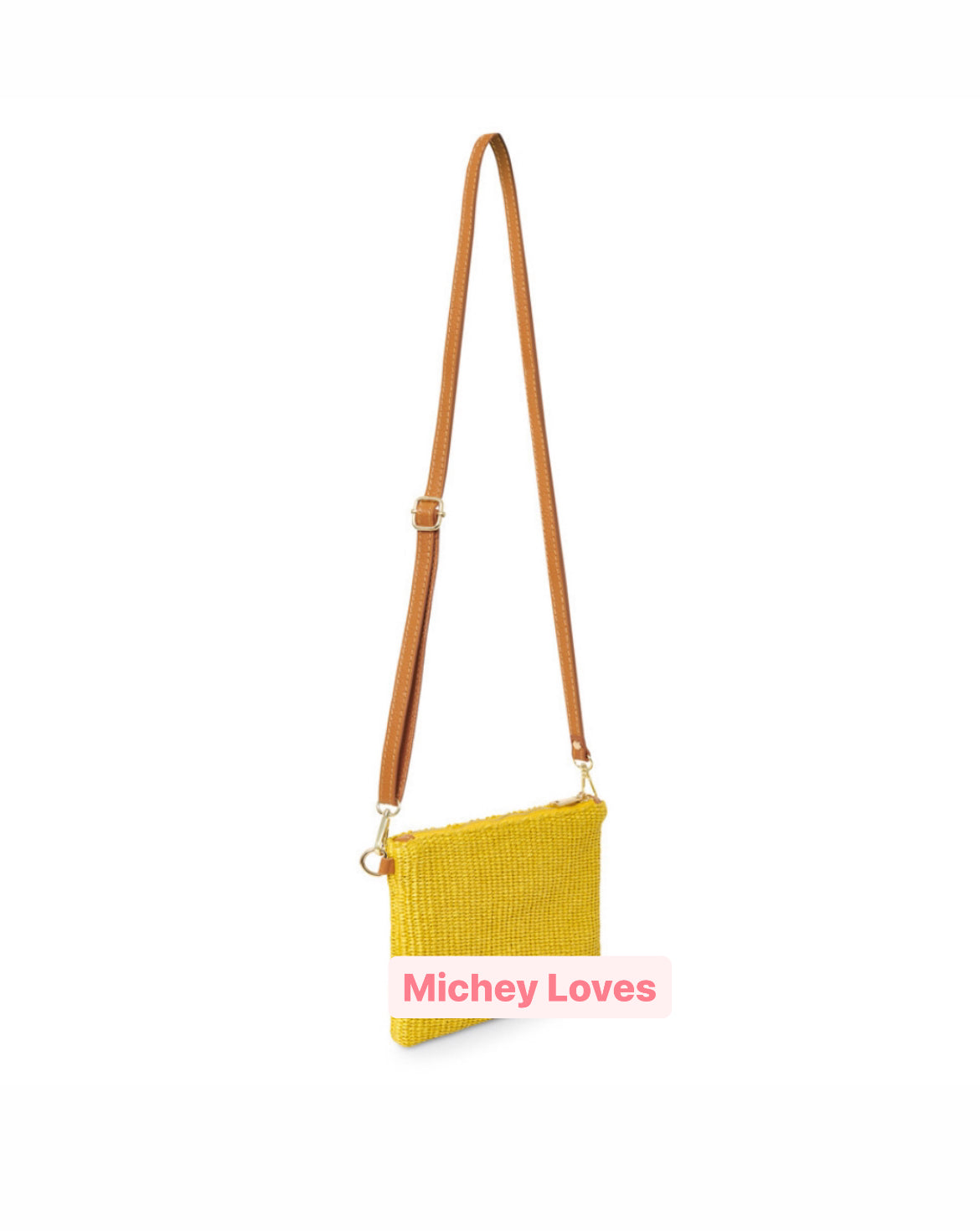 Crossbody / Wristlet Handwoven Raffia & Leather Bag | Chocolate