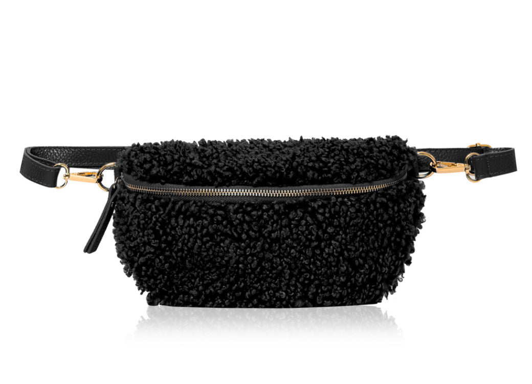 Harley Shearling Teddy Sling Bag / Belt Bag | Black