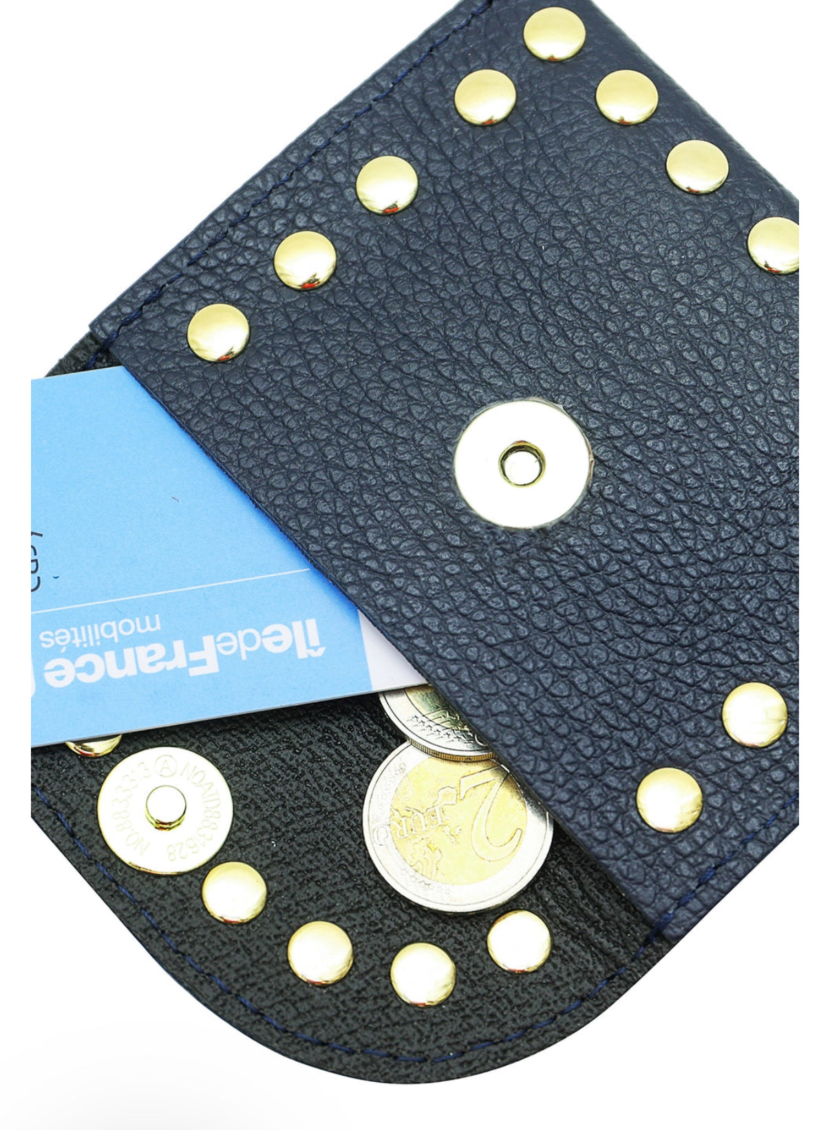 Studded Leather Purse | Navy