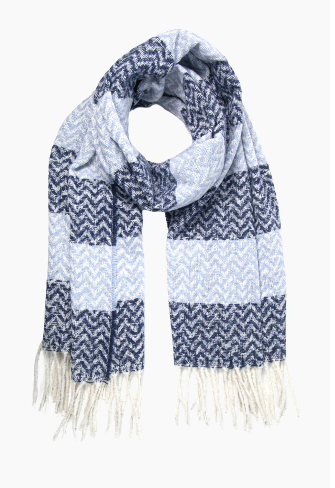 Aztec Print Blanket Scarf | Navy & Denim Blue