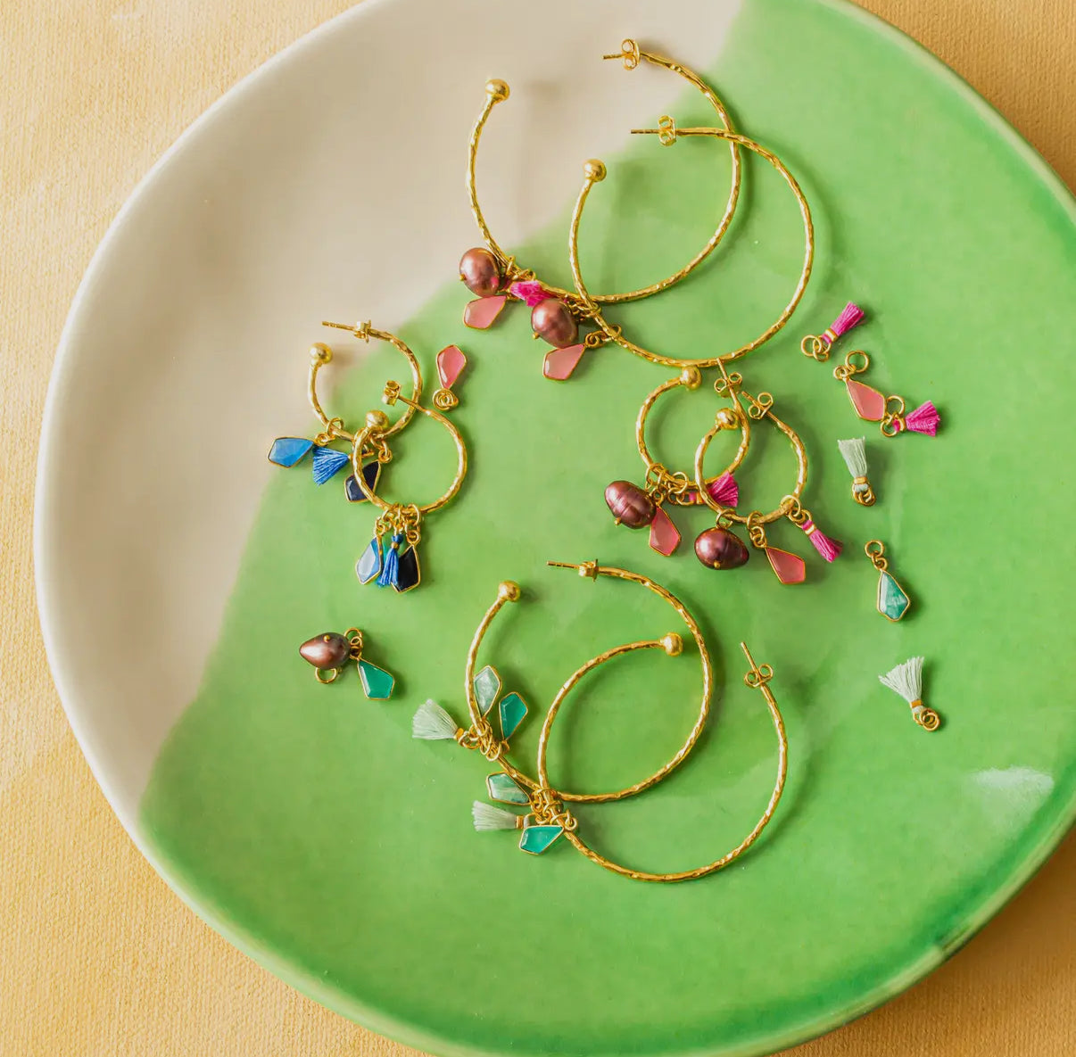 Nicky Navy Charm Hoops