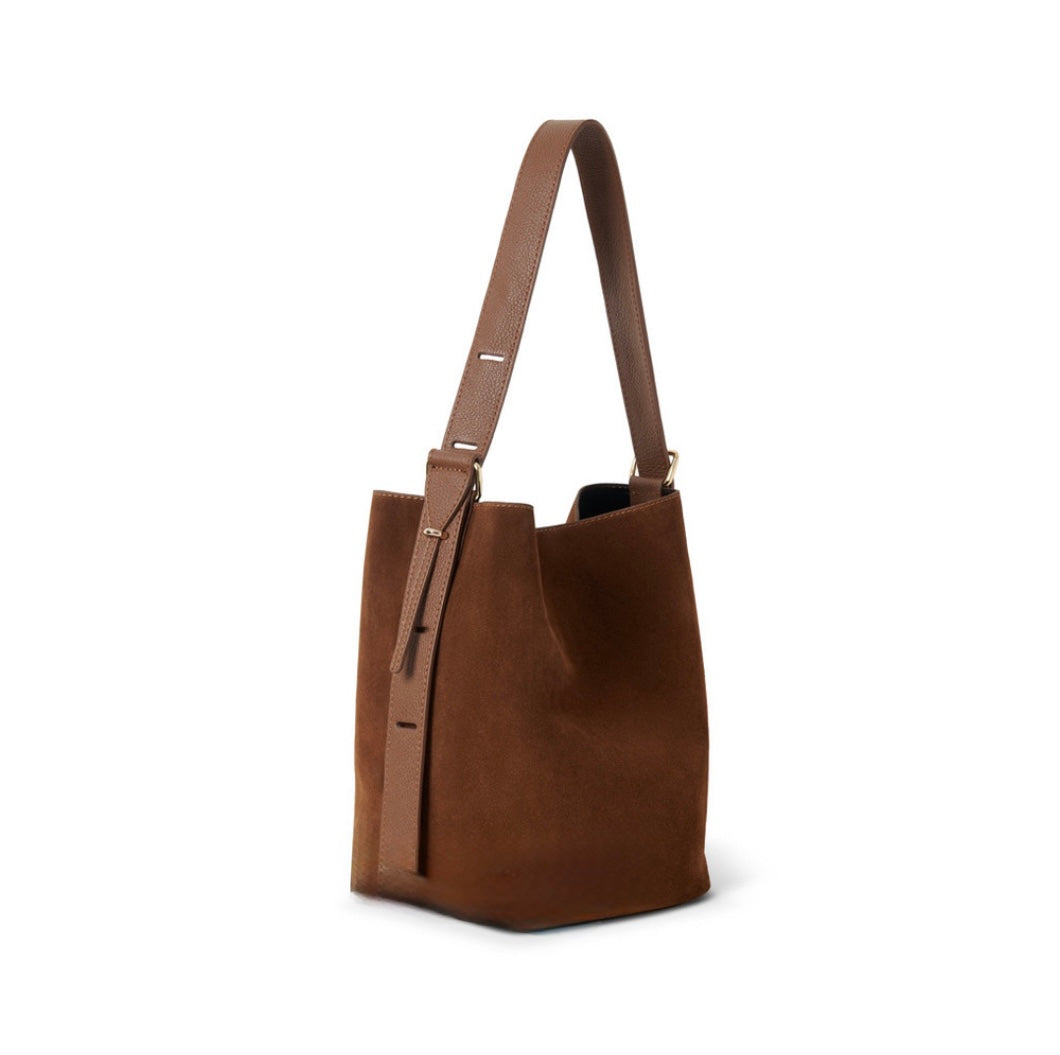 Suede Bucket Bag | Chocolate Brown