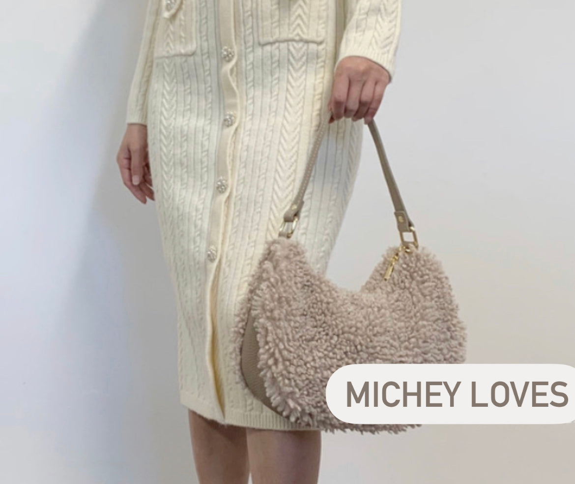 Teddy Shearling & Leather Bag | Taupe