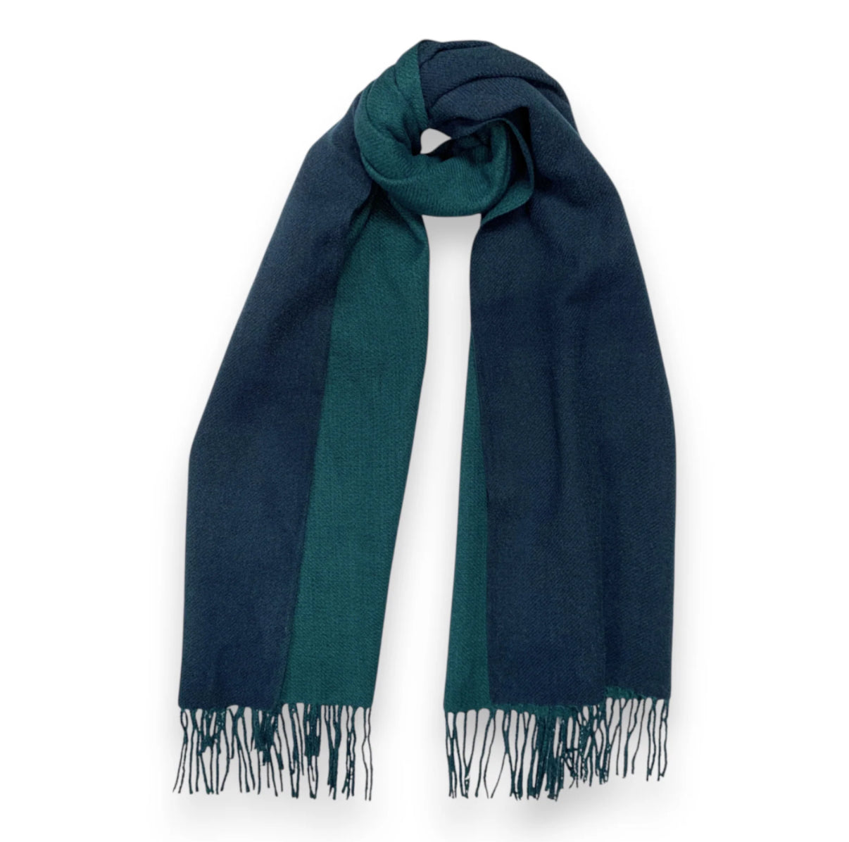 Two-Tone Cashmere Blend Scarf | Navy & Teal