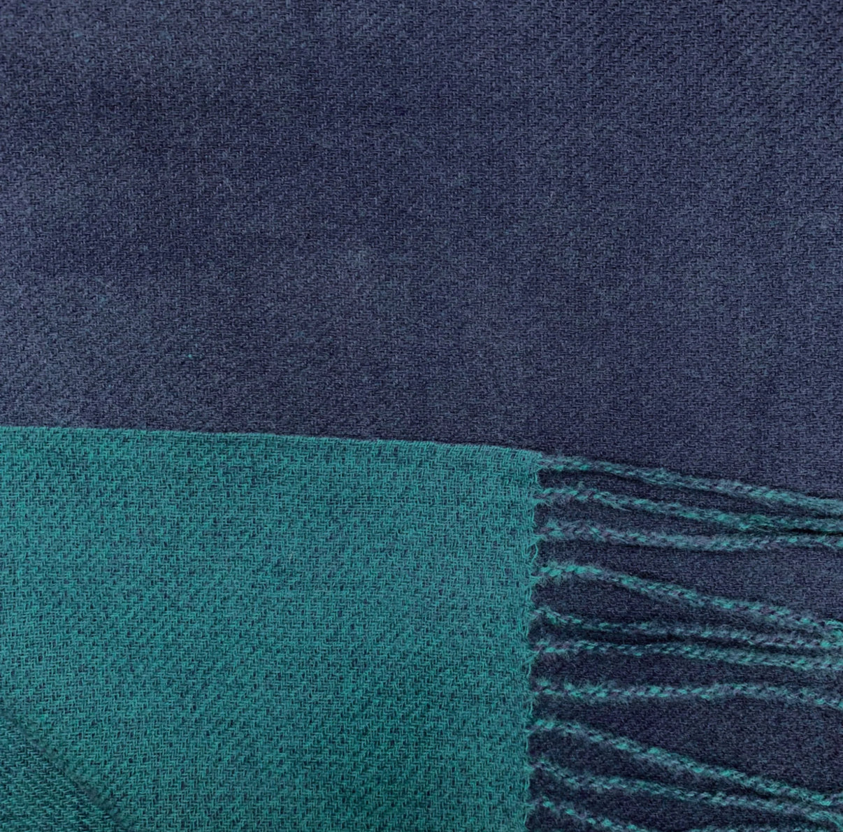 Two-Tone Cashmere Blend Scarf | Navy & Teal