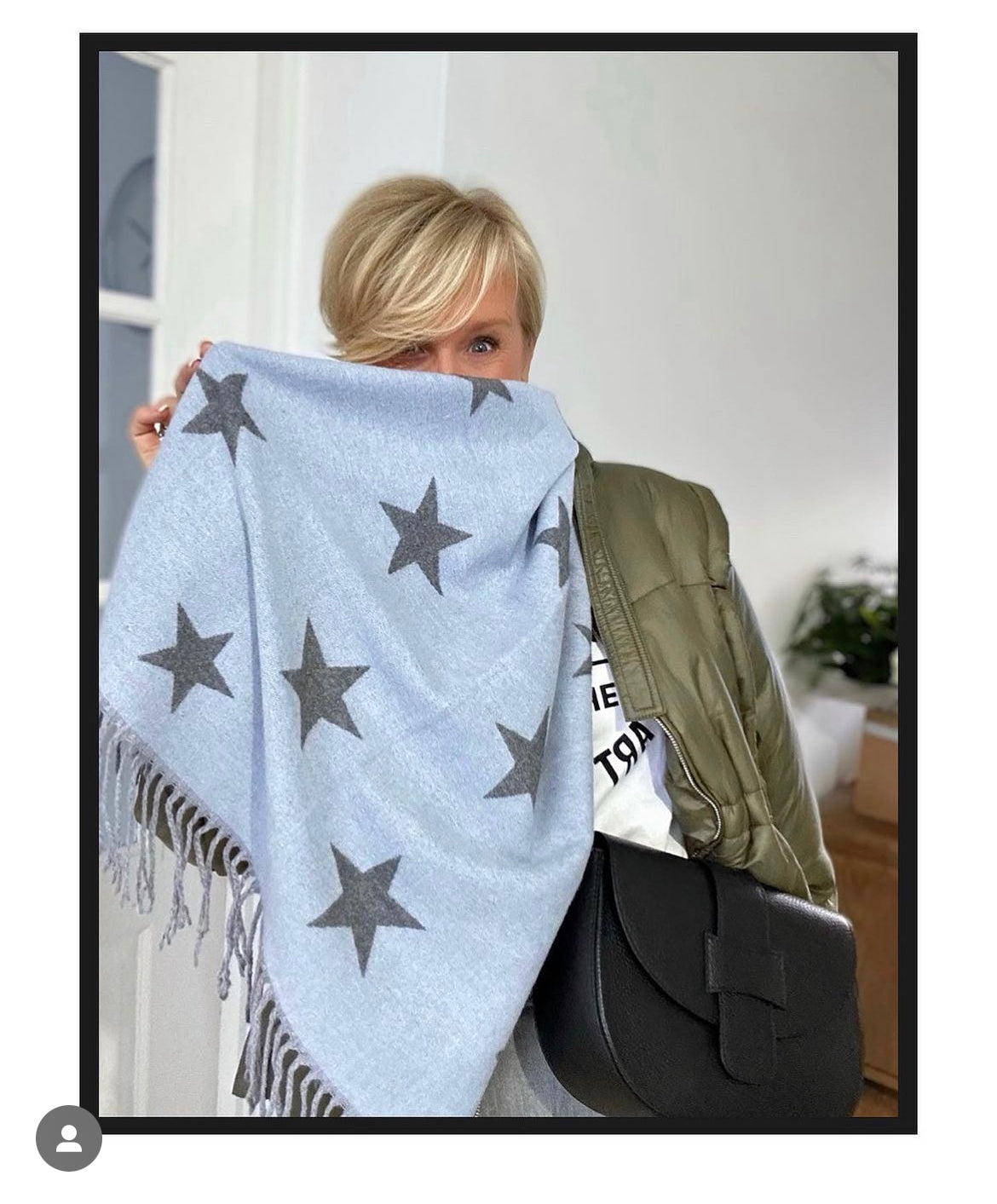 Star Cashmere Blend Reversible Scarf | Light Blue