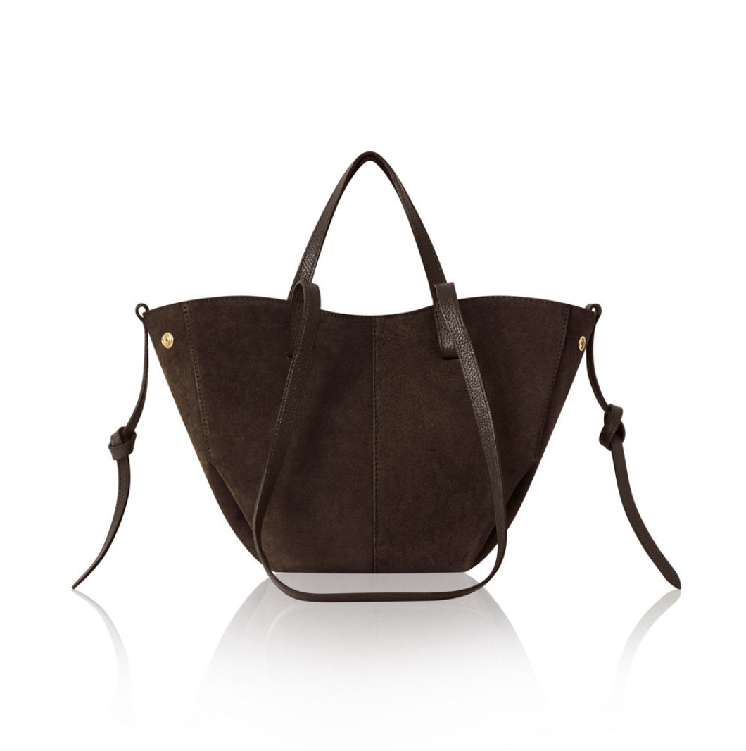 Genova Suede Tote Bag | Chocolate Brown
