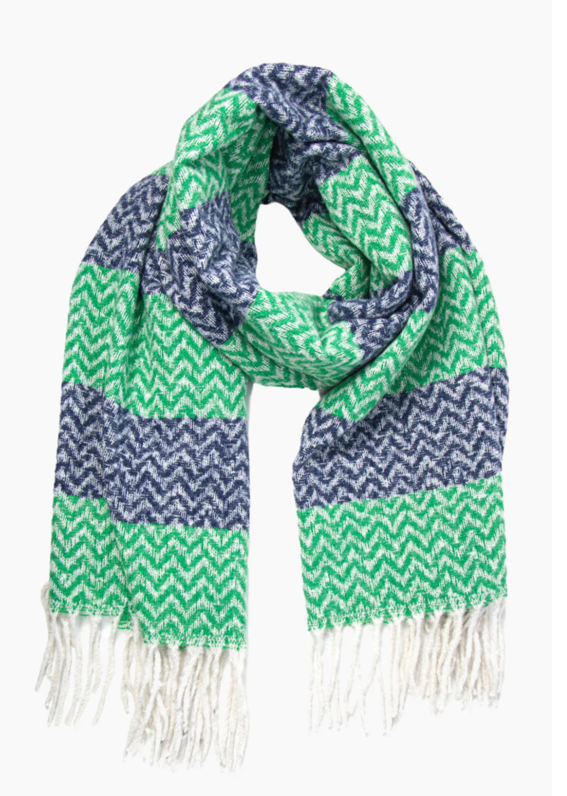 Aztec Print Blanket Scarf | Navy & Green