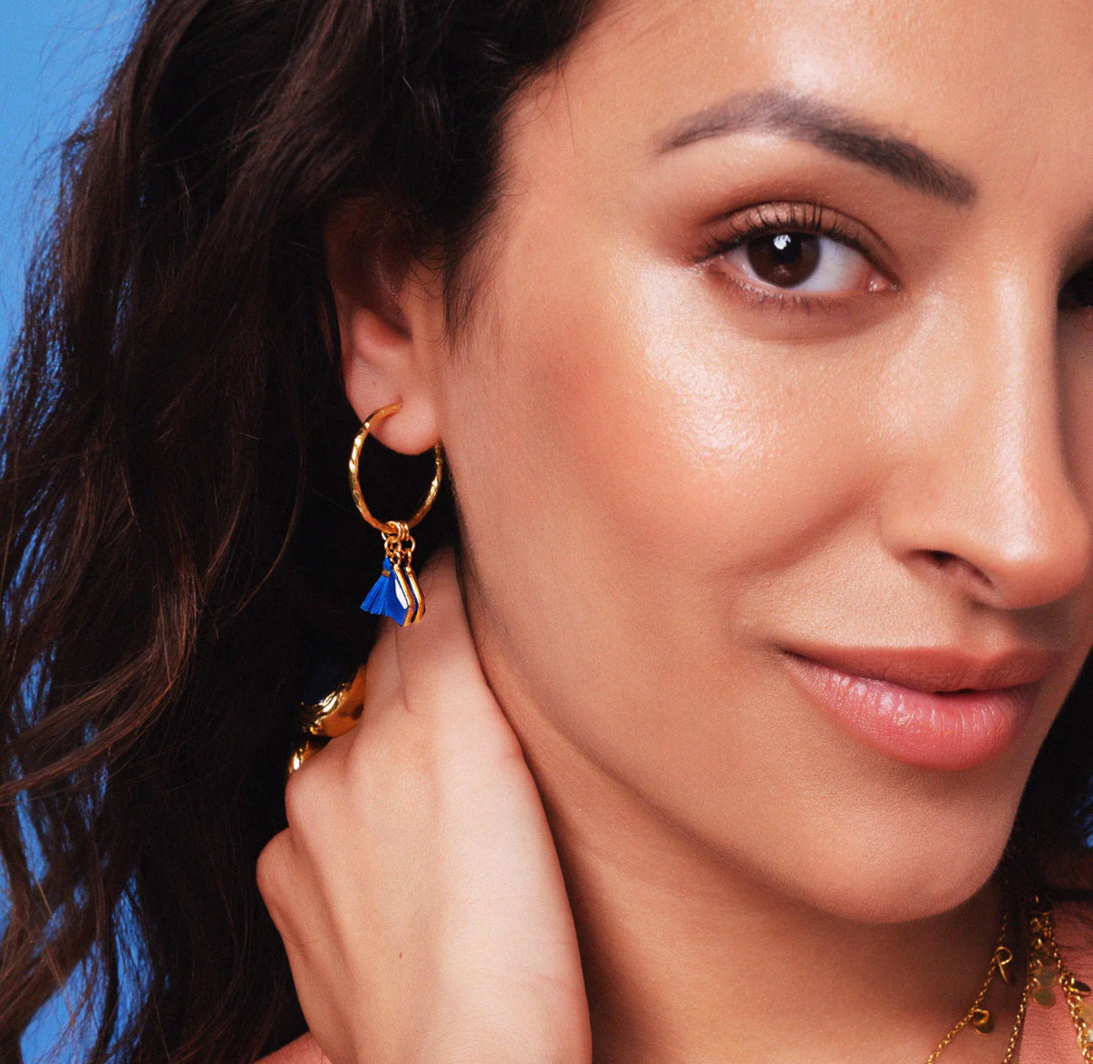 Nicky Navy Charm Hoops