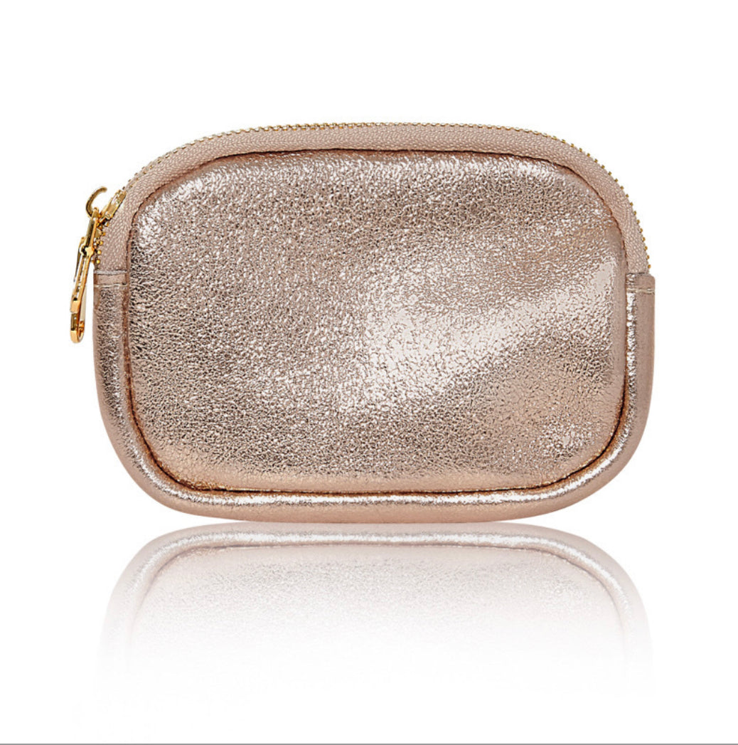 Leather Double Zip Purse | Bronze