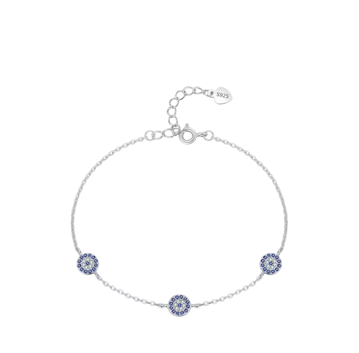 Triple Evil Eye Bracelet | Silver