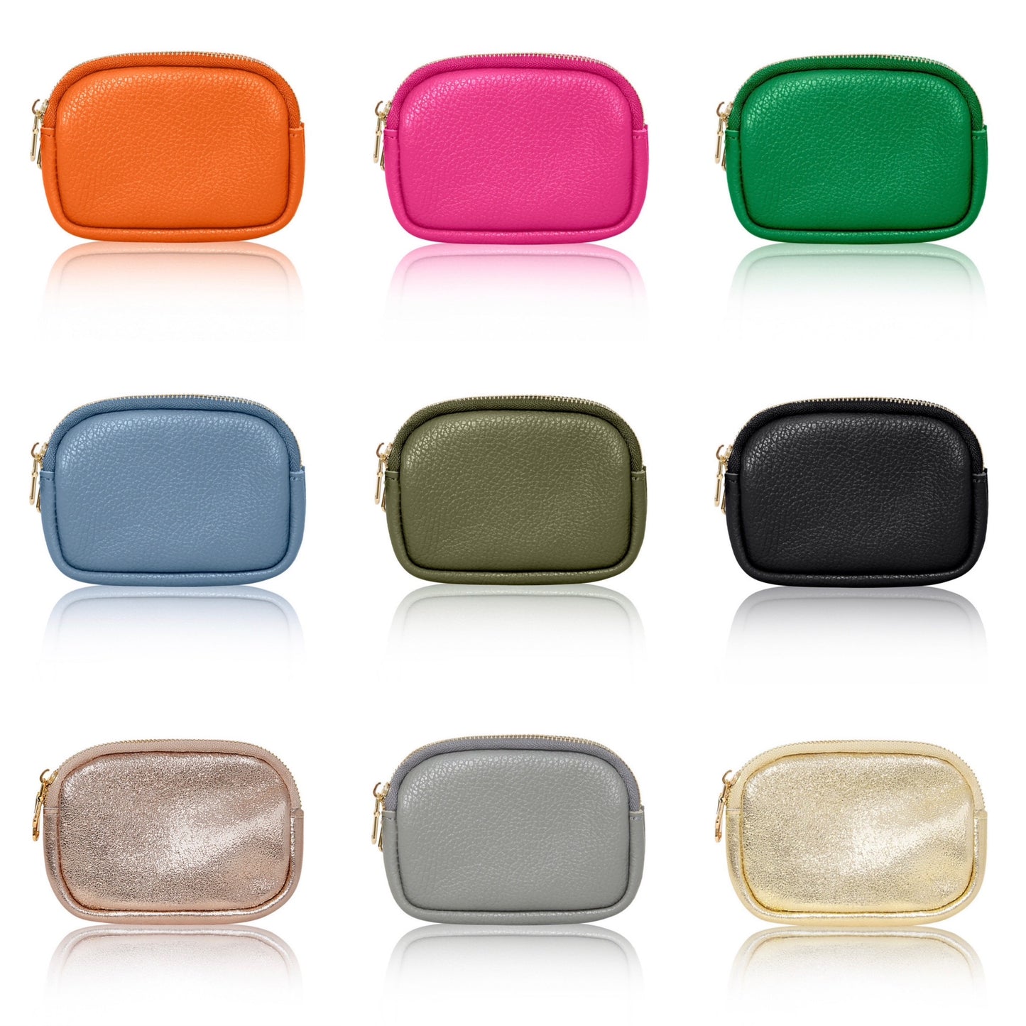 Leather Double Zip Purse | Green