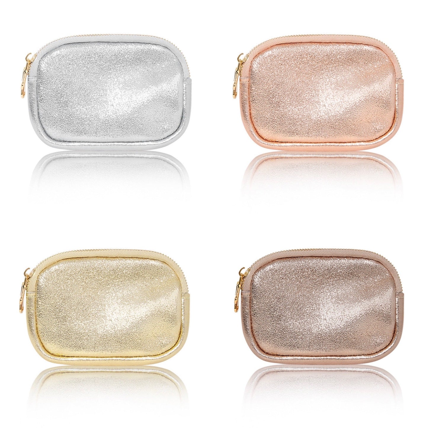 Leather Double Zip Purse | Bronze