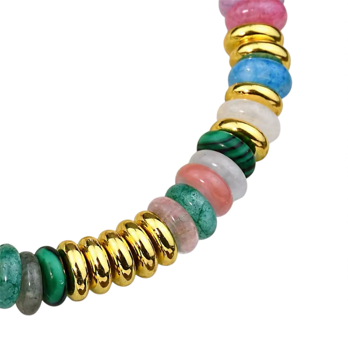 Natural Stone Colourful Mix-Gemstones Beaded Bracelet